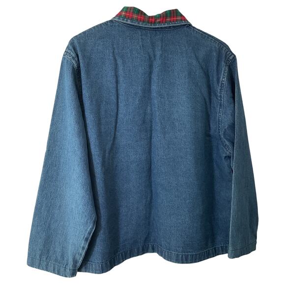 Vtg Tantrums Embroidered Christmas Denim Shirt Applique Snowmen Sz M - Picture 2 of 7